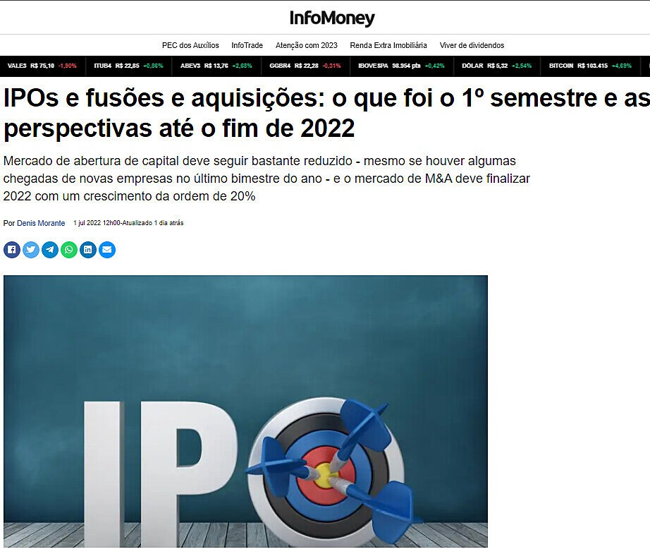 IPOs e fuses e aquisies: o que foi o 1 semestre e as perspectivas at o fim de 2022